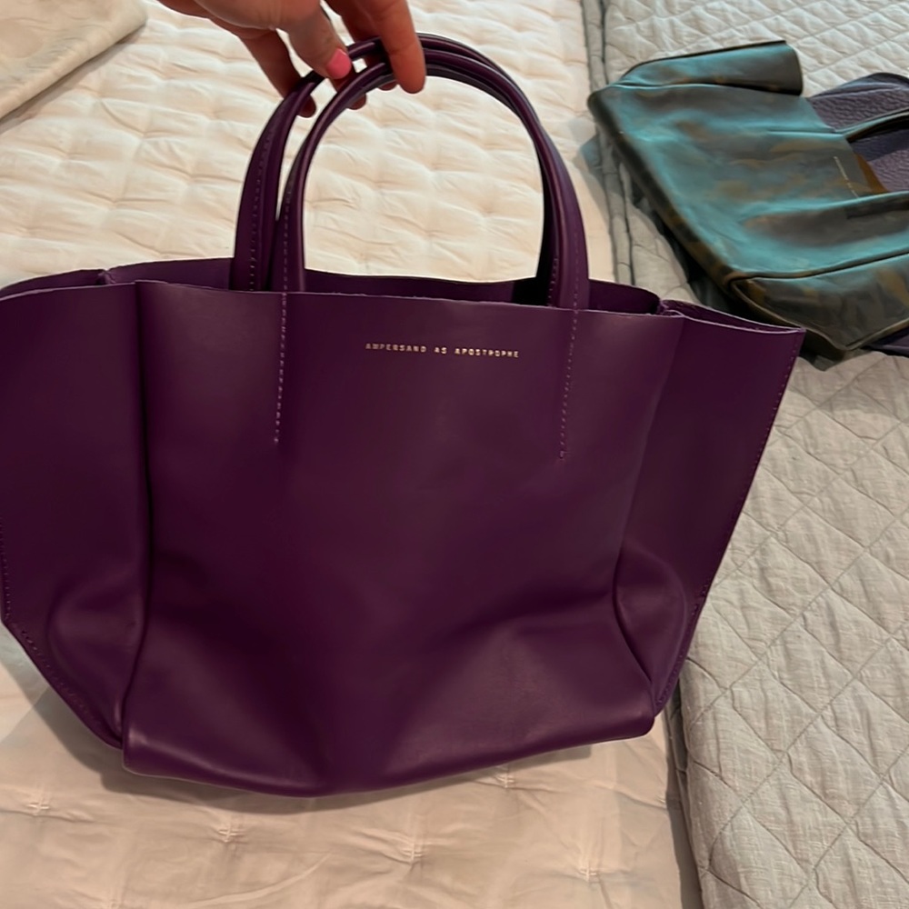 Ampersand as Apostrophe purple half tote